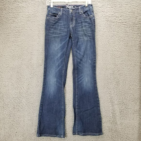 Wrangler Jeans Womens 1 Tall Rock 47 Medium Wash Stretch Low Rise Bootcut - Picture 1 of 16